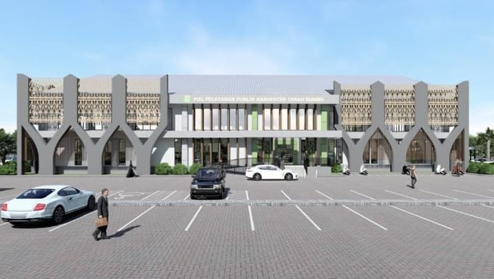 Design Gambar Tampak Depan Bangunan Mall Pelayanan Publik