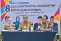 Kepala Bappedalitbang Tanbu Anwar Sadat membuka secara resmi rakor tersebut mewakili Ketua Tim TPPS Kabupaten Tanah Bumbu. Foto " Mc Tanbu