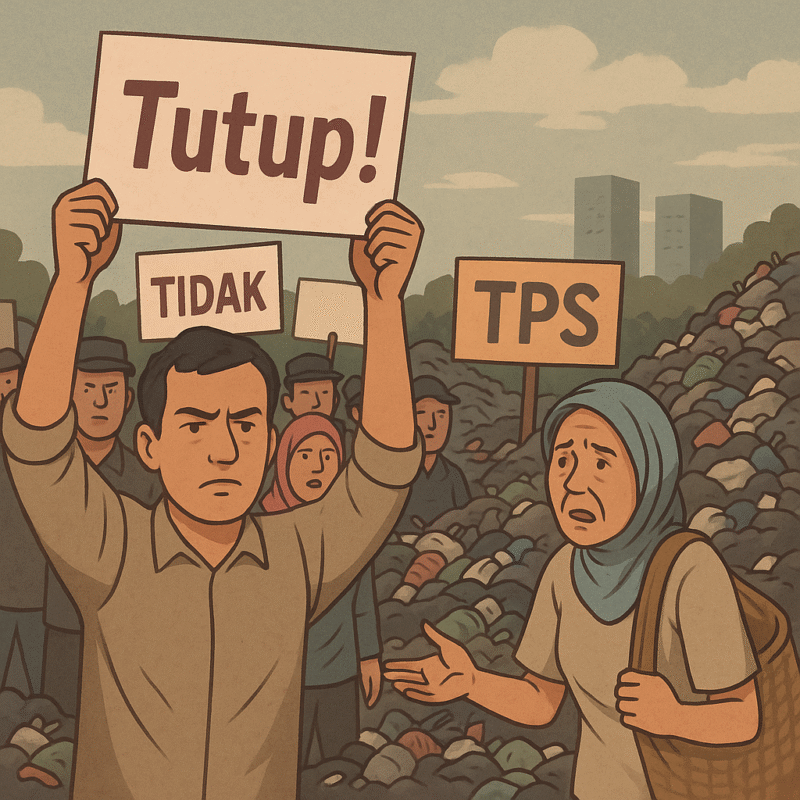 Foto: Ilustrasi Warga Menolak Penutupan TPS Waduk Cincin