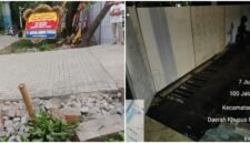 Foto: Kolase Jembatan dan Pagar Milik MXL Ground (Tennis dan Padel Club) dibangun di atas Taman Fasum